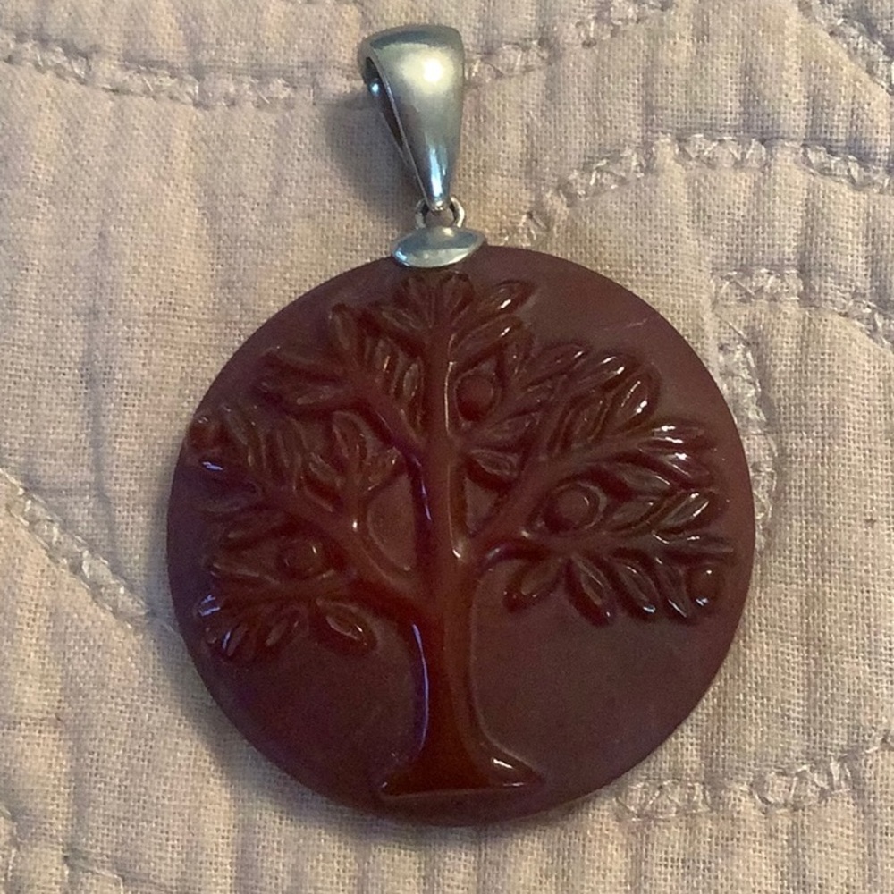 Gem stone tree pendant 925